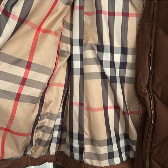 BURBERRY London Cognac Quilted Puffer Jacket w/ Traditional Plaid-M - Picture 7 of 16